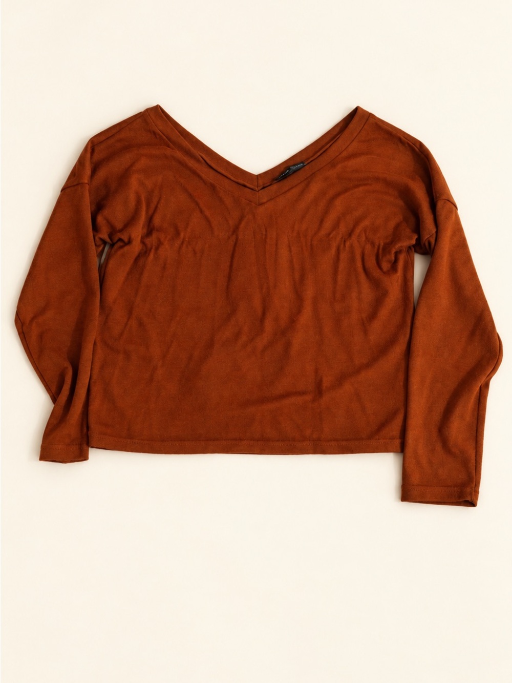 SHEIN V-Neck Long Sleeve Top — Rust